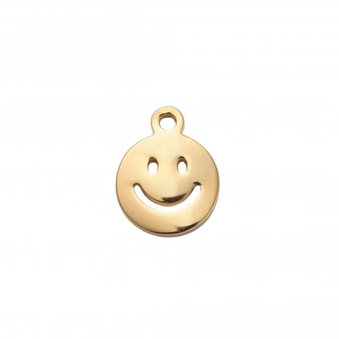 304 Stainless Steel Smiley Face Charm 8x6mm - 18k Gold Plated - 1pc