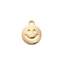 304 Stainless Steel Smiley Face Charm 8x6mm - 18k Gold Plated - 1pc
