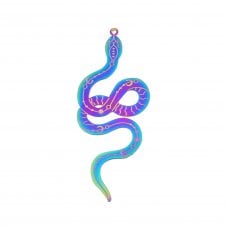 304 Stainless Steel Snake Pendant 63x25mm - Rainbow - 1pc