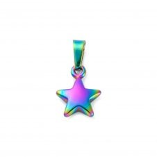 304 Stainless Steel Star Pendant 14x10mm - Rainbow - 1pc