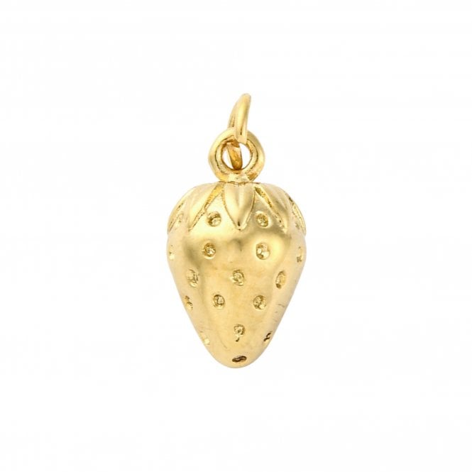 304 Stainless Steel Strawberry Charm 14x8mm - 18k Gold Plated - 1pc