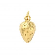 304 Stainless Steel Strawberry Charm 14x8mm - 18k Gold Plated - 1pc