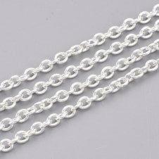 304 Stainless Steel Trace Chain 4x3mm - Silver Colour - 1m