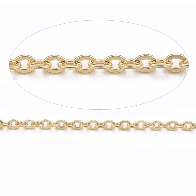 304 Stainless Steel Trace Link Chain 1.5x1.3mm - Gold Colour - 1m