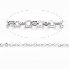 304 Stainless Steel Trace Link Chain 1.5x1.3mm - Original Colour - 1m