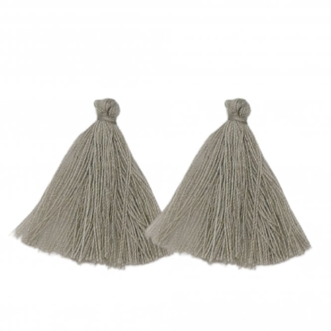 30mm Cotton Tassel Pendants - Grey - 2pcs