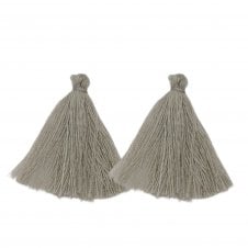 30mm Cotton Tassel Pendants - Grey - 2pcs