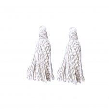 30mm Cotton Tassel Pendants - White - 2pcs