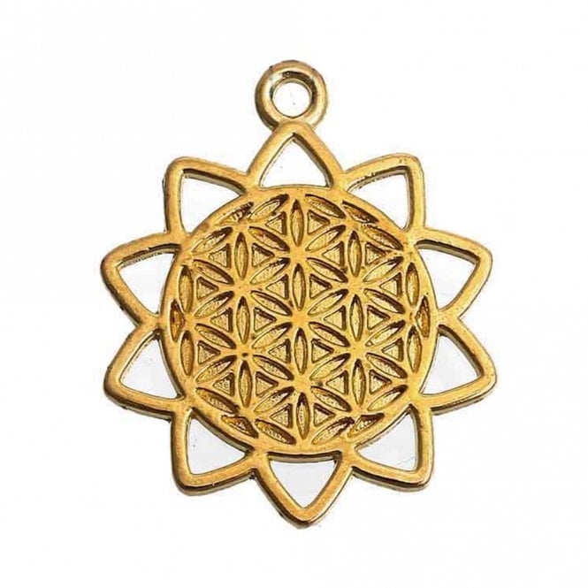 30mm Flower of Life Pendant - Gold Plated - 2pcs