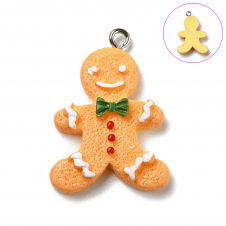 30x21mm Acrylic Gingerbread Man Pendant - Brown - 2pcs