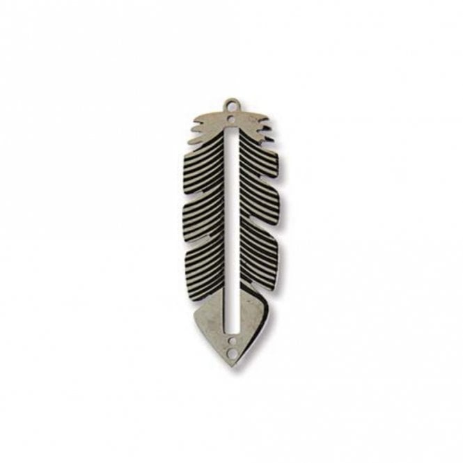 31.8x11.75mm Centreline Feather Link - Silver Plated