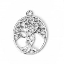 32x24mm Tree of Life Pendant - Silver Plated - 1pc