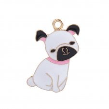 34mm Enamel Dog Pendant - Gold Plated - 1pc
