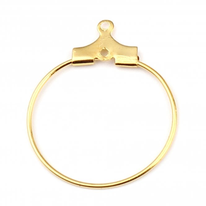 35mm Circle Hoop Earring Component - Gold Plated - 4pcs