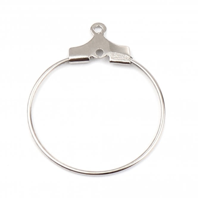 35mm Circle Hoop Earring Component - Silver Plated - 4pcs