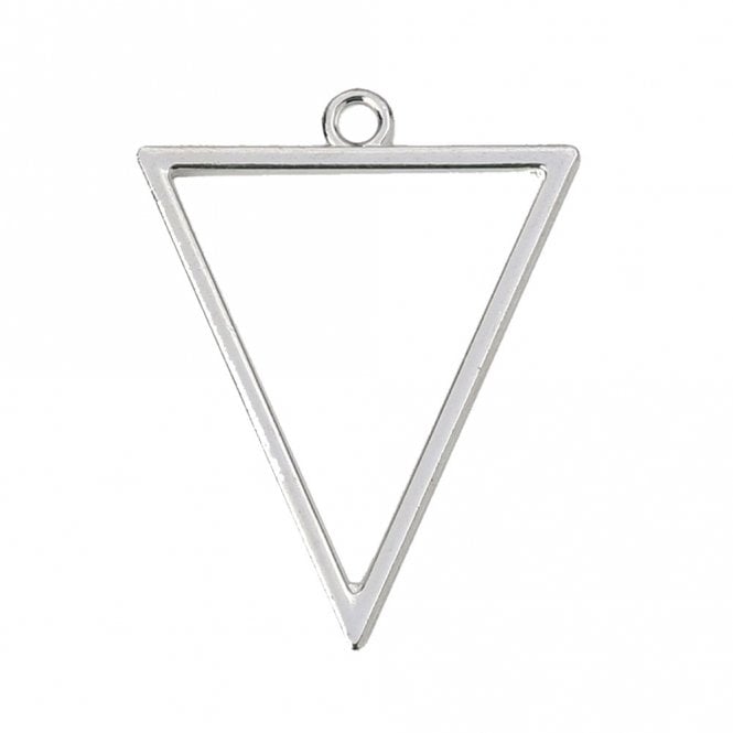 35x27mm Geometric Triangle Pendant - Silver Plated - 1pc