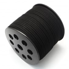 3mm Flat Faux Suede Cord - 90m - Black - 1 Roll