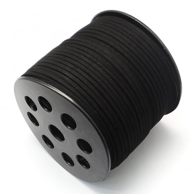 3mm Flat Faux Suede Cord - Black - 3m