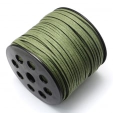 3mm Flat Faux Suede Cord - Dark Olive Green - 3m