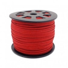 3mm Flat Faux Suede Cord - Red - 3m