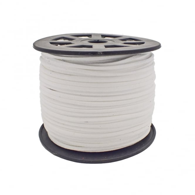 3mm Flat Faux Suede Cord - White - 3m