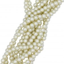 3mm Round Glass Pearl Beads - Cream - 200pcs (1 String)