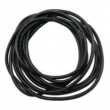 3mm Round Leather Cord - Black - 2m