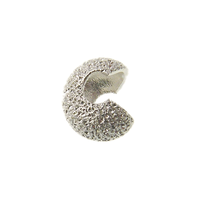 3mm Stardust Crimp Cover Findings - Silver Plated - 50pcs