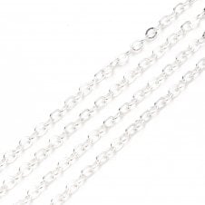 3x2.5mm Cable Trace Chain - Silver Plated - 1m