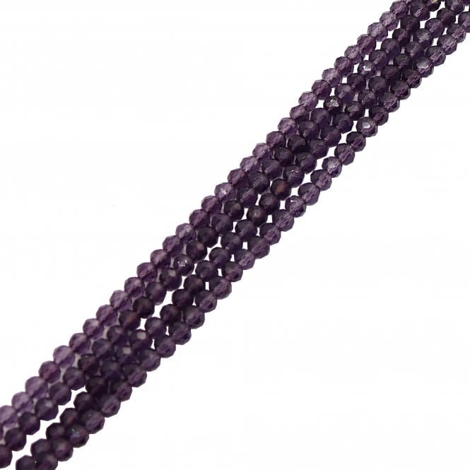 3x4mm Faceted Glass Rondelles - Dark Amethyst - 125pcs (1 String)