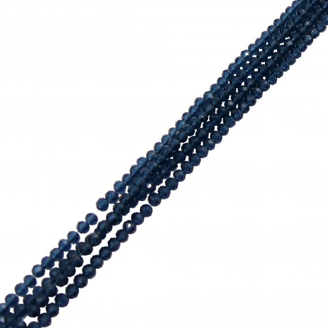 3x4mm Faceted Glass Rondelles - Denim Blue - 125pcs (1 String)