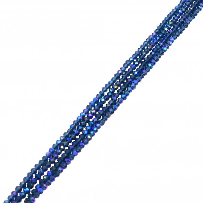 3x4mm Faceted Glass Rondelles - Denim Blue AB - 125pcs (1 String)