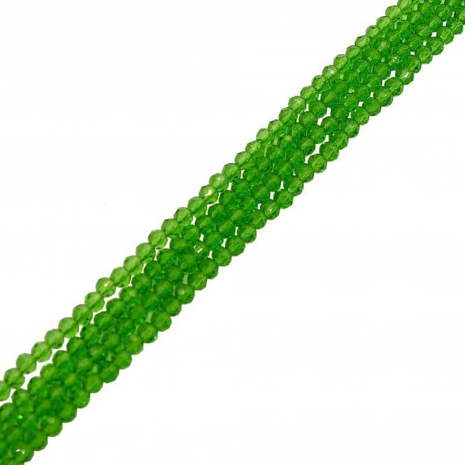 3x4mm Faceted Glass Rondelles - Leaf Green - 125pcs (1 String)
