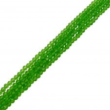3x4mm Faceted Glass Rondelles - Leaf Green - 125pcs (1 String)