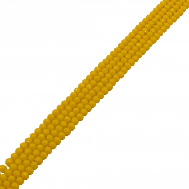 3x4mm Faceted Glass Rondelles - Opaque Canary Yellow- 125pcs (1 String)