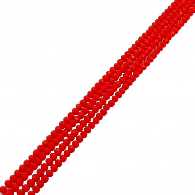 3x4mm Faceted Glass Rondelles - Opaque Fire Brick - 125pcs (1 String)