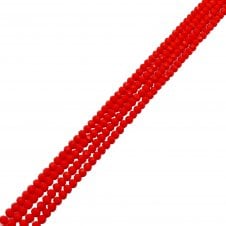 3x4mm Faceted Glass Rondelles - Opaque Fire Brick - 125pcs (1 String)