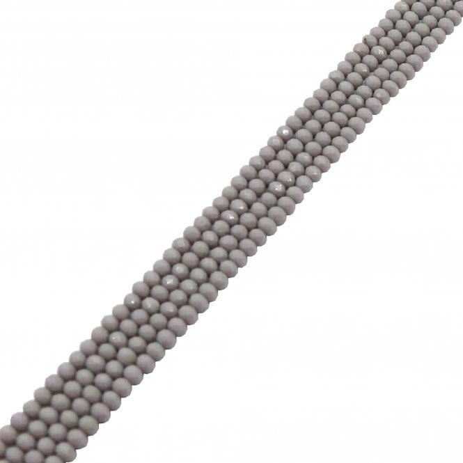 3x4mm Faceted Glass Rondelles - Opaque Grey - 125pcs (1 String)