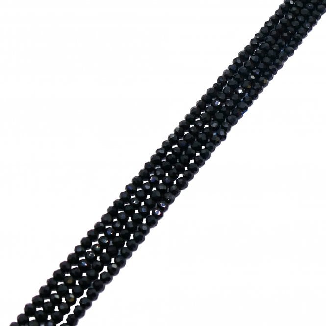 3x4mm Faceted Glass Rondelles - Opaque Jet - 125pcs (1 String)