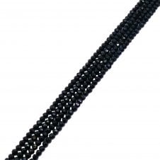 3x4mm Faceted Glass Rondelles - Opaque Jet - 125pcs (1 String)