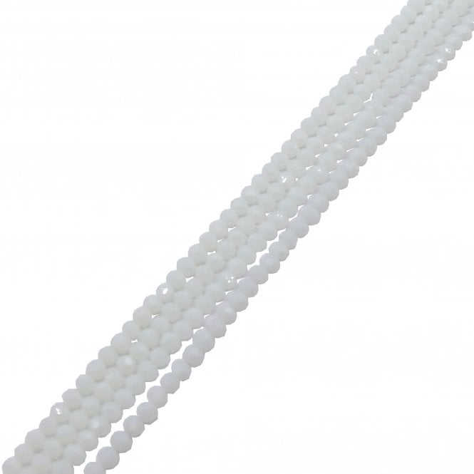 3x4mm Faceted Glass Rondelles - Opaque White - 125pcs (1 String)