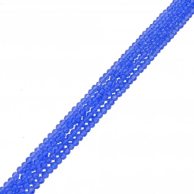 3x4mm Faceted Glass Rondelles - Sapphire - 125pcs (1 String)
