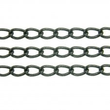 4.5x7mm Elongated Steel Curb Chain - Black Plated - 1m