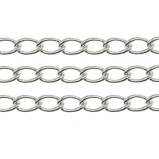 4.5x7mm Elongated Steel Curb Chain - Silver Plated - 1m