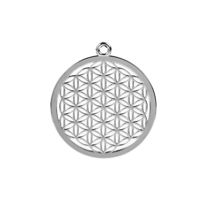 40mm Flower of Life Pendant - Silver Plated - 1pc
