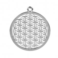 40mm Flower of Life Pendant - Silver Plated - 1pc