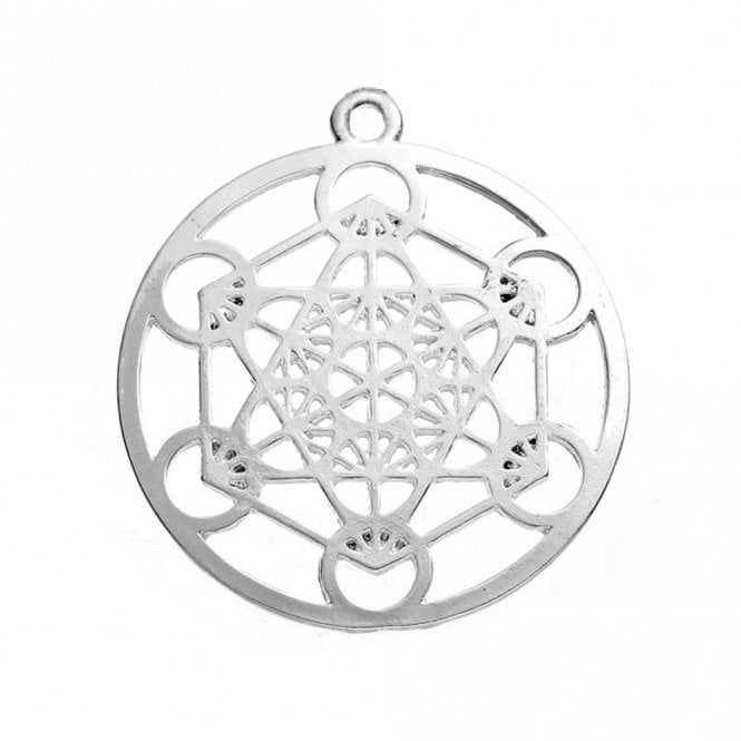 40mm Meditation Pendant - Silver Plated - 1pc