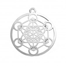 40mm Meditation Pendant - Silver Plated - 1pc