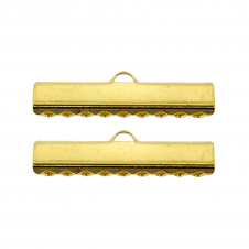 40mm Ribbon Clamps Cord End Crimps - Gold Plated - 2pcs