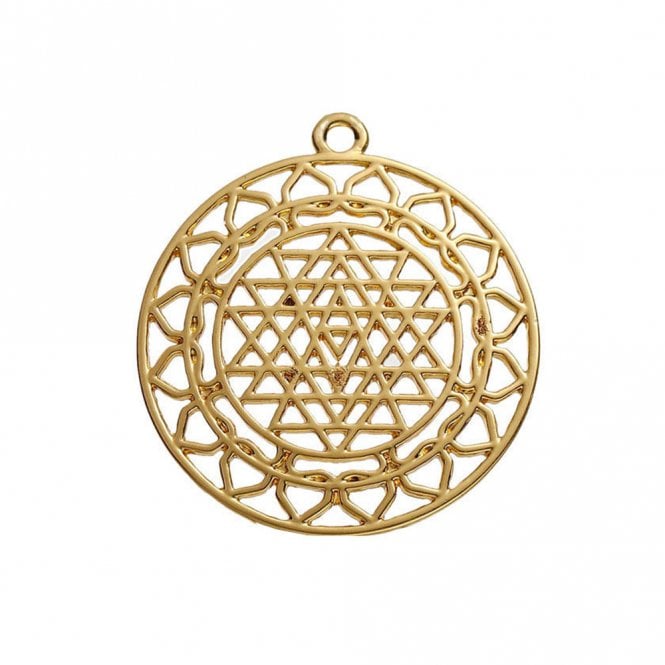 40mm Sri Yantra Meditation Pendant - Gold Plated - 1pc